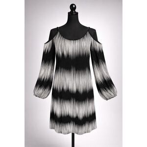 Simply Styled Sears Dress XL Cold Shoulder Black White Long Sleeve